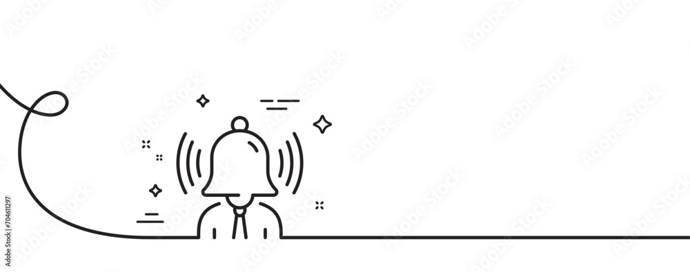 Poster brand line icon. continuous one line with curl. business influencer sign. pr ambassador symbol. bran