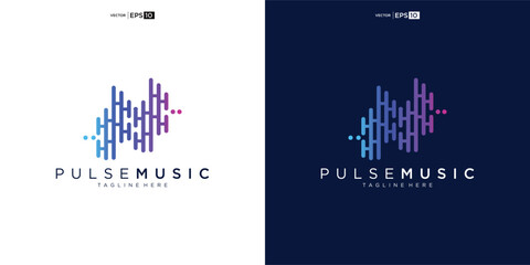 Pulse music player logo element. Logo template electronic music, equalizer, store, audio wave logo design concept. - obrazy, fototapety, plakaty