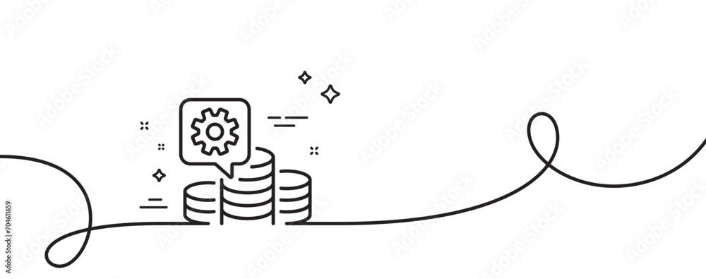 Poster making money line icon. continuous one line with curl. budget gain sign. money working symbol. makin