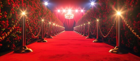 Red carpet used for important people on special occasions or events. - obrazy, fototapety, plakaty