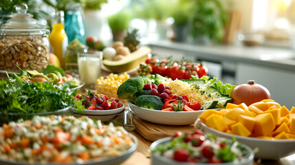 Fototapeta na wymiar Fresh Feast: Vibrant Gluten-Free Spread for a Healthy Lifestyle