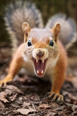 Fototapeta premium Squirrel Bares Teeth in Warning