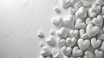 Love in Simplicity: Modern White Background with Minimal Hearts - Valentine Background with Copy Space for Text.