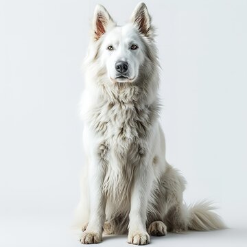 White dog standing on a white background

