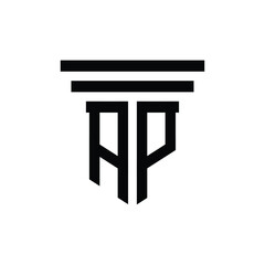 AP letter logo design, emblem, monogram
