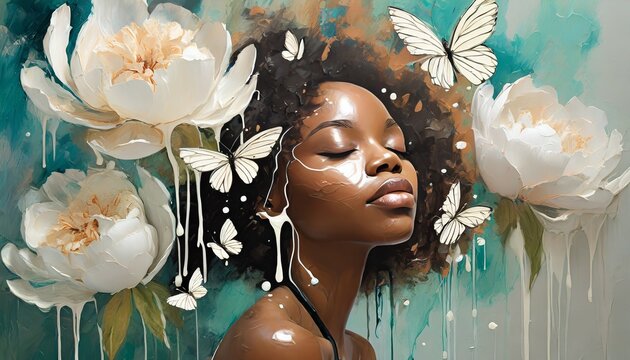 Watercolour painting black woman