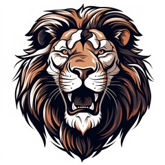 Cartoon lion icon in the style of Precisionist

