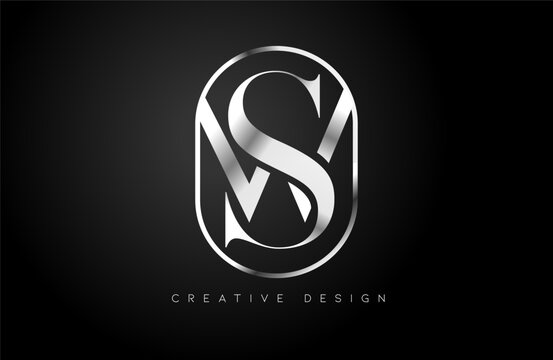 Metallic WS SW Letter logo Icon Design with Rounded Shape and Intricate letter cut Serif Font Vector