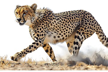 Cheetah in front of a white background running

