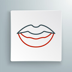 Line Smiling lips icon isolated on white background. Smile symbol. Colorful outline concept. Vector