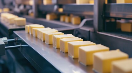 Butter production in a factory using modern technology