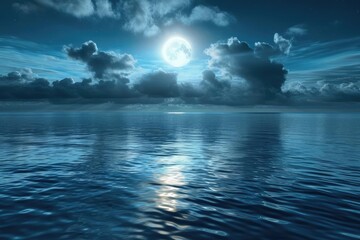 Fototapeta na wymiar Moonlight reflecting off a tranquil ocean surface
