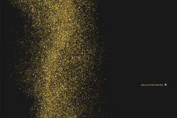 Fototapeta premium Gold light pattern texture on black backdrop. Abstract starlight. Yellow glitter background. Golden Explosion of Confetti. Vector illustration.