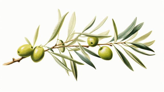  Pickled green olives and olive tree branch