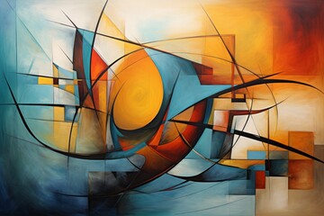 abstract painting confusion design background in the style of cubism expressionism surrealism. complex colorful shapes and lines muddled as art creativity  flow confusion  inspiration concept.