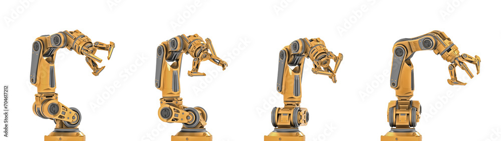 Fototapete robotic arm or yellow mechanical hand computing different movements. industrial robot manipulator. f