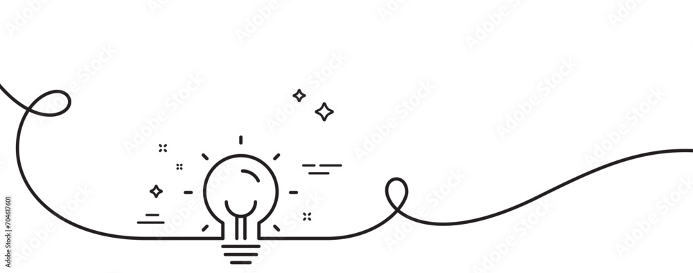 Poster energy line icon. continuous one line with curl. lightbulb sign. electric power symbol. energy singl