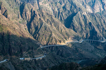 Dangerous winding road in the Sarawat Mountains, Saudi Arabia.