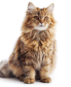 Persian cat sitting on white background

