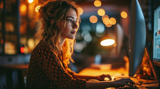 A shot capturing a businesswoman in a video conference, highlighting the adaptability and tech-savvy nature required in today's remote work landscape. [Businesswoman