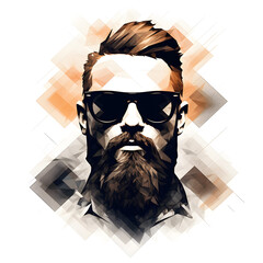 Fashion Portrait Young Handsome Bearded Man Face  modern art poster
