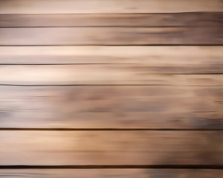 Empty wooden deck table over blurred nature background. Smooth stage for trendy product presentation.