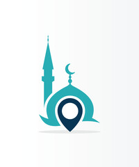 Mosque find logo. Islamic Center logo designs concept vector, Mosque Point logo designs vector
