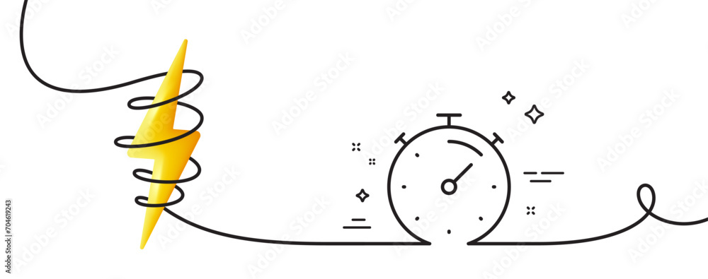 Poster timer line icon. continuous one line with curl. stopwatch time sign. countdown clock symbol. timer s