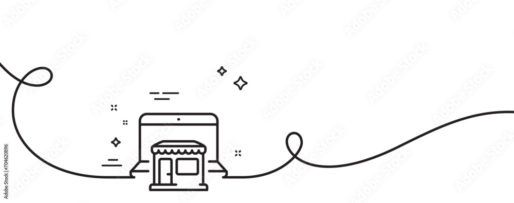 Poster marketplace line icon. continuous one line with curl. online shop sign. retail store symbol. marketp