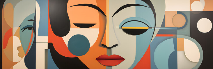 Abstract human face painting, digital artwork in Picasso  style