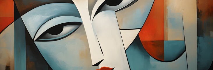 Abstract human face painting, digital artwork in Picasso  style