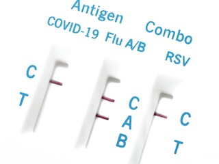 Rapid triple antigen test cassette. Flu A positive