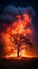 Tree Engulfed in Flames