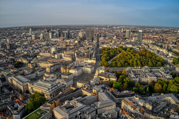 Obraz premium Aerial View of European Capitol of Brussels, Belgium during early Autumn