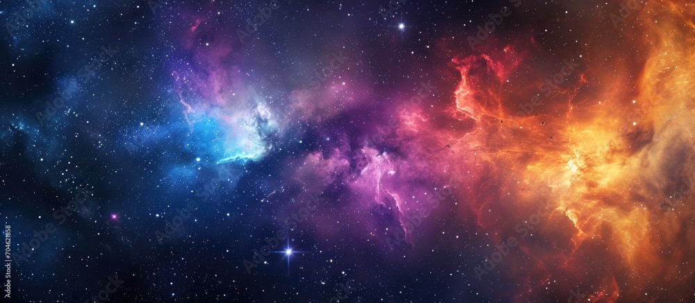 Poster impressive nebula presentation in outer space.