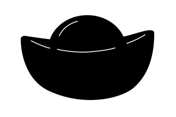 Yuanbao Money simple vector silhouette. Gold ingot Yuan Bao isolated on white background. Sycee cartoon illustration. Decoration elements for Chinese New Year. Symbol of wealth and prosperity