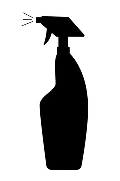 recommend clip art: Clean spray silhouette isolated on white background. Cleaning tool logo. Simple sprayer black illustration.	