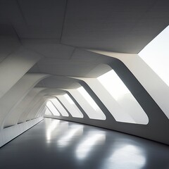 Futuristic tunnel with large windows