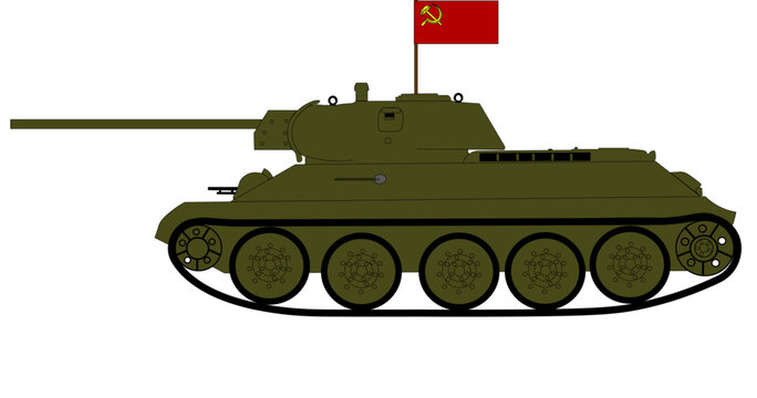 T-34-57 with flag