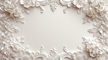 Elegant and intricate lace patterns forming a decorative frame on a white background, suitable for a refined banner design. [Lace elegance]