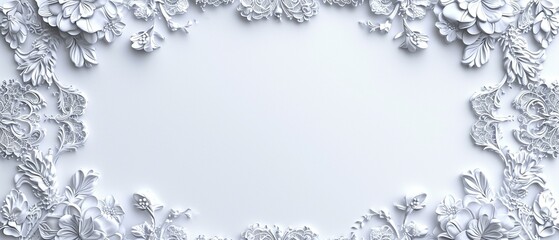 Elegant and intricate lace patterns forming a decorative frame on a white background, suitable for a refined banner design. [Lace elegance]