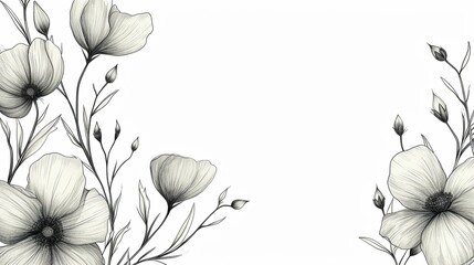 Simple and elegant line art illustrations of botanical elements on a white background, adding a touch of nature to the banner. [Botanical line art]