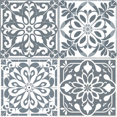 Grey and white Modern stylish abstract  geometric tile