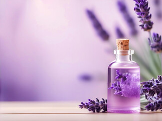 Obraz na płótnie Canvas Purple lavender bouquet. Horizontal image with herbal for spa or medicine.