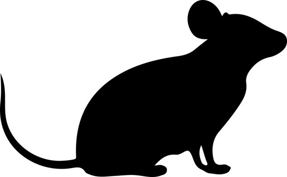 Black mouse silhouette isolated on white