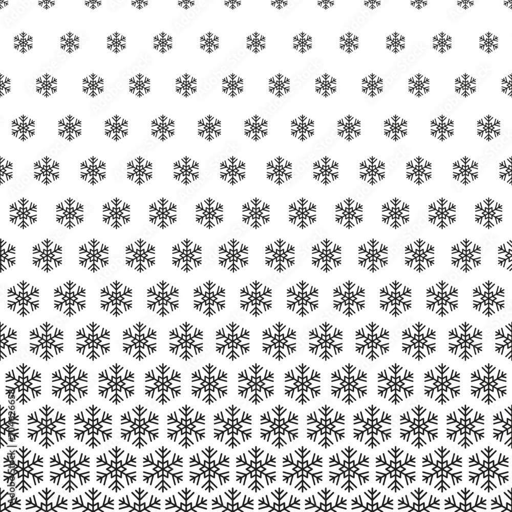 Aufkleber snowflake seamless pattern. repeating black fading snowflakes isolated on white background. repeated