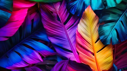 Tropical leaves in vibrant bold gradient stylish bold 
trendy colorful leaf.