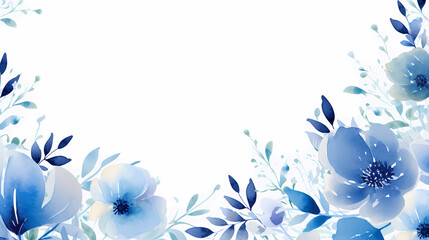 Floral frame with watercolor flowers, decorative flower background pattern, watercolor floral border background