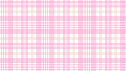 Pink and beige plaid fabric texture background