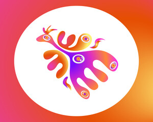 Bright magical stylized firebird fairy tale. Vector isolated